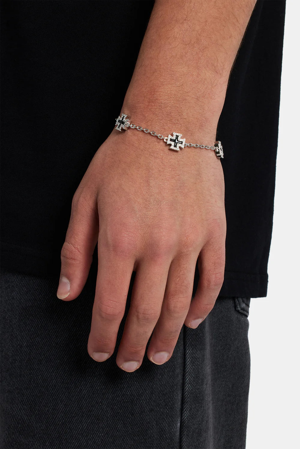 Black Enamel Cross Bracelet